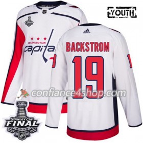 Adidas Maillot de Hockey Washington Capitals Nicklas Backstrom 19 Blanc 2018 Stanley Cup Final Patch Authentic - Enfant